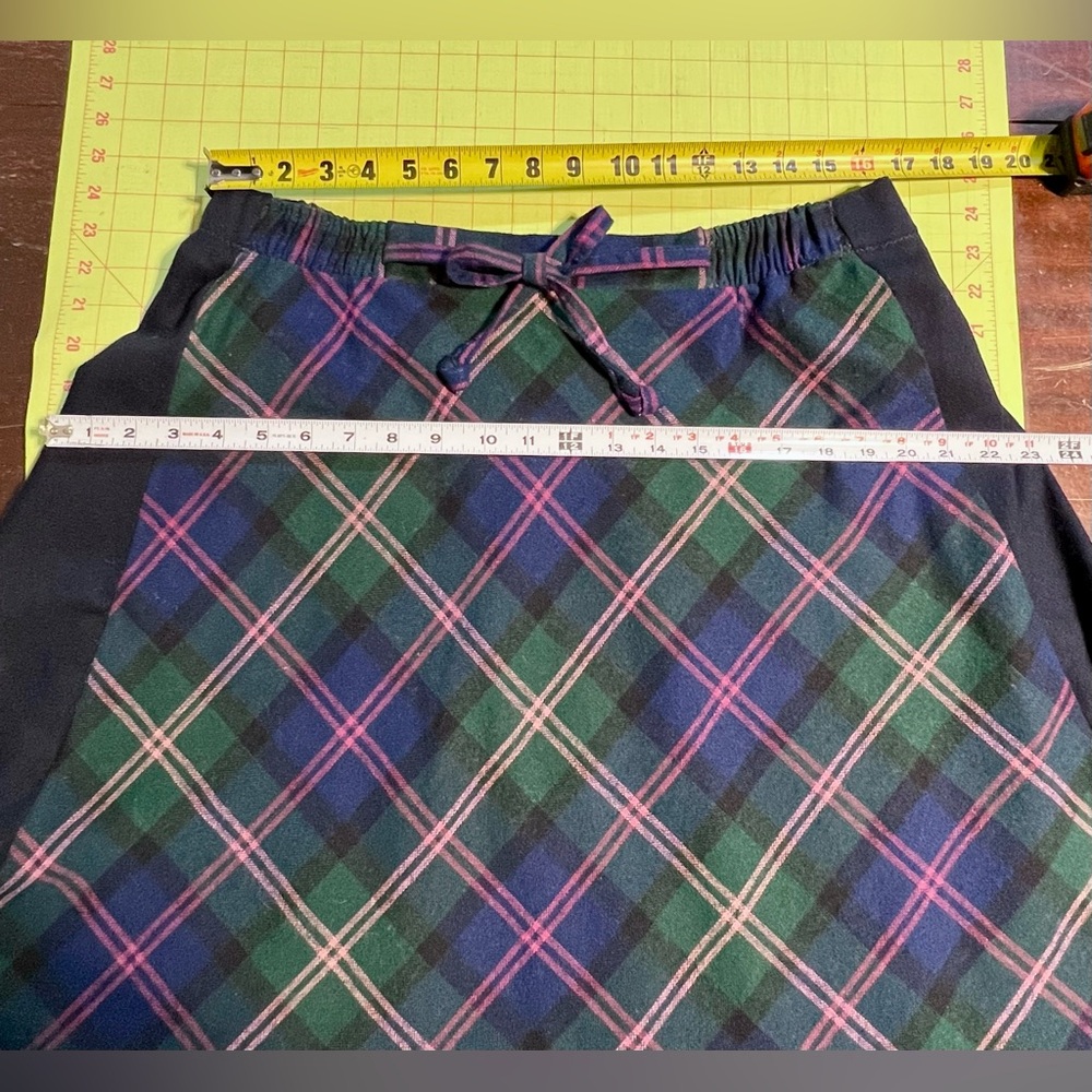 VINTAGE tartan plaid wool skirt midi‎ drawstring elastic waist dark academia 80s - Picture 7 of 9